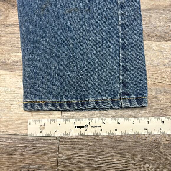 Levis 505 Mid Wash Blue Mens 38x32 Regular Fit Straight Leg Denim Jeans Red Tab - Picture 12 of 14